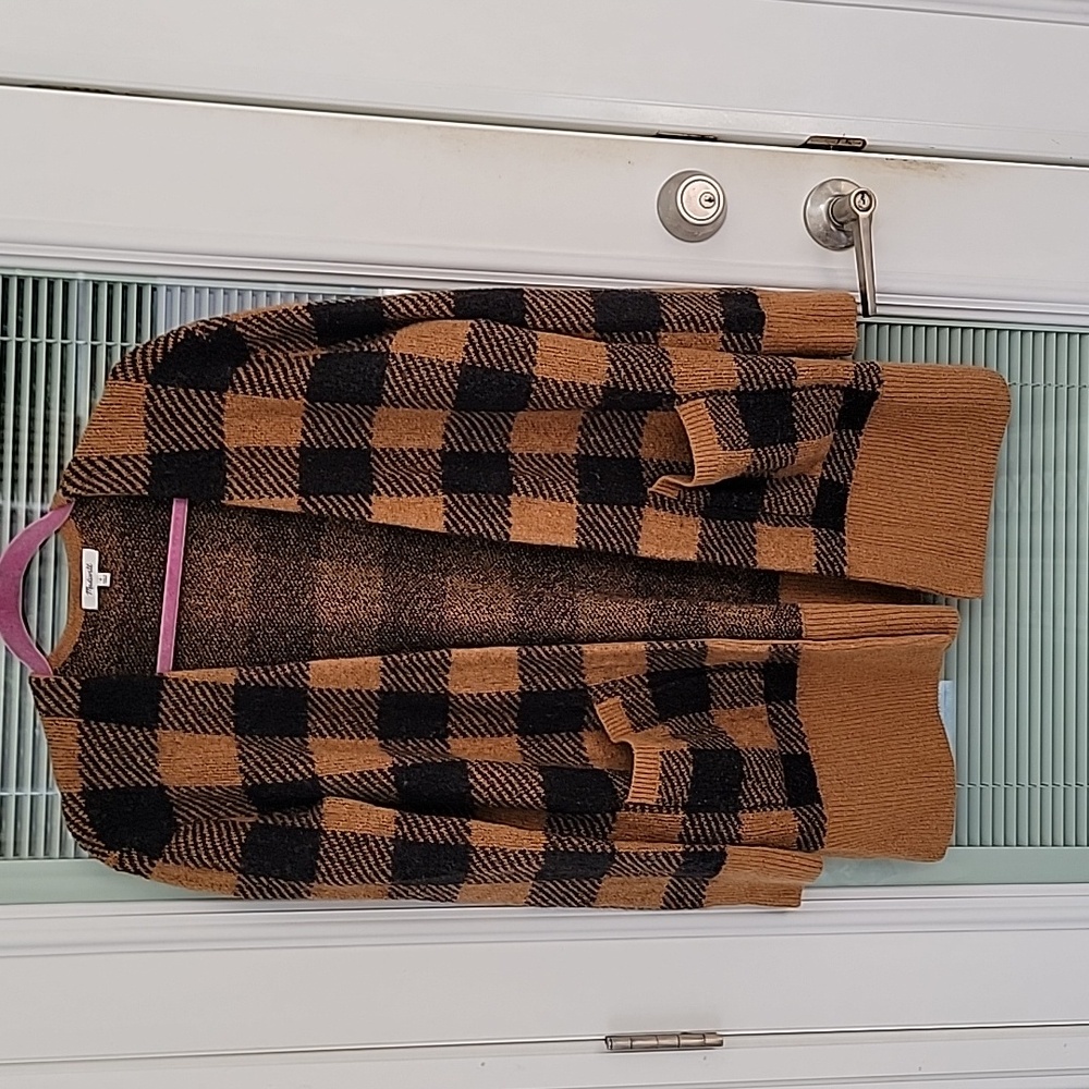 Madewell Buffalo Check Kent Cardigan Sz S Relaxed Fit Wool Alpaca Blend